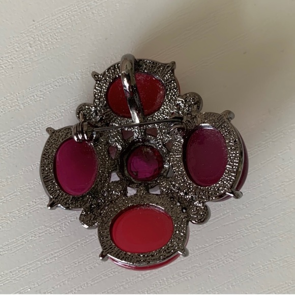 Vintage red purple cabochon brooch and pendant - Picture 2 of 2